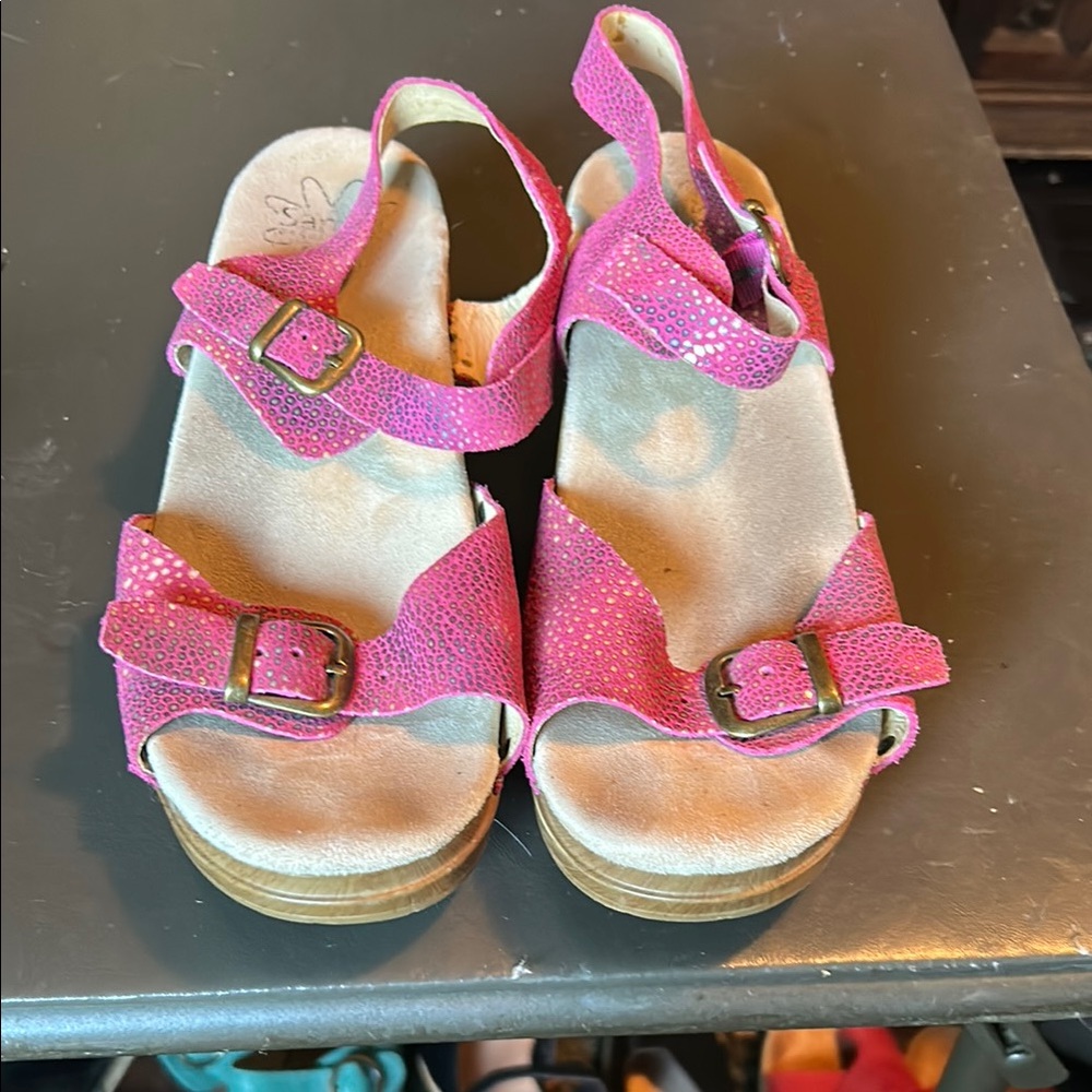 Sanita Pink snakeskin patterned sandals